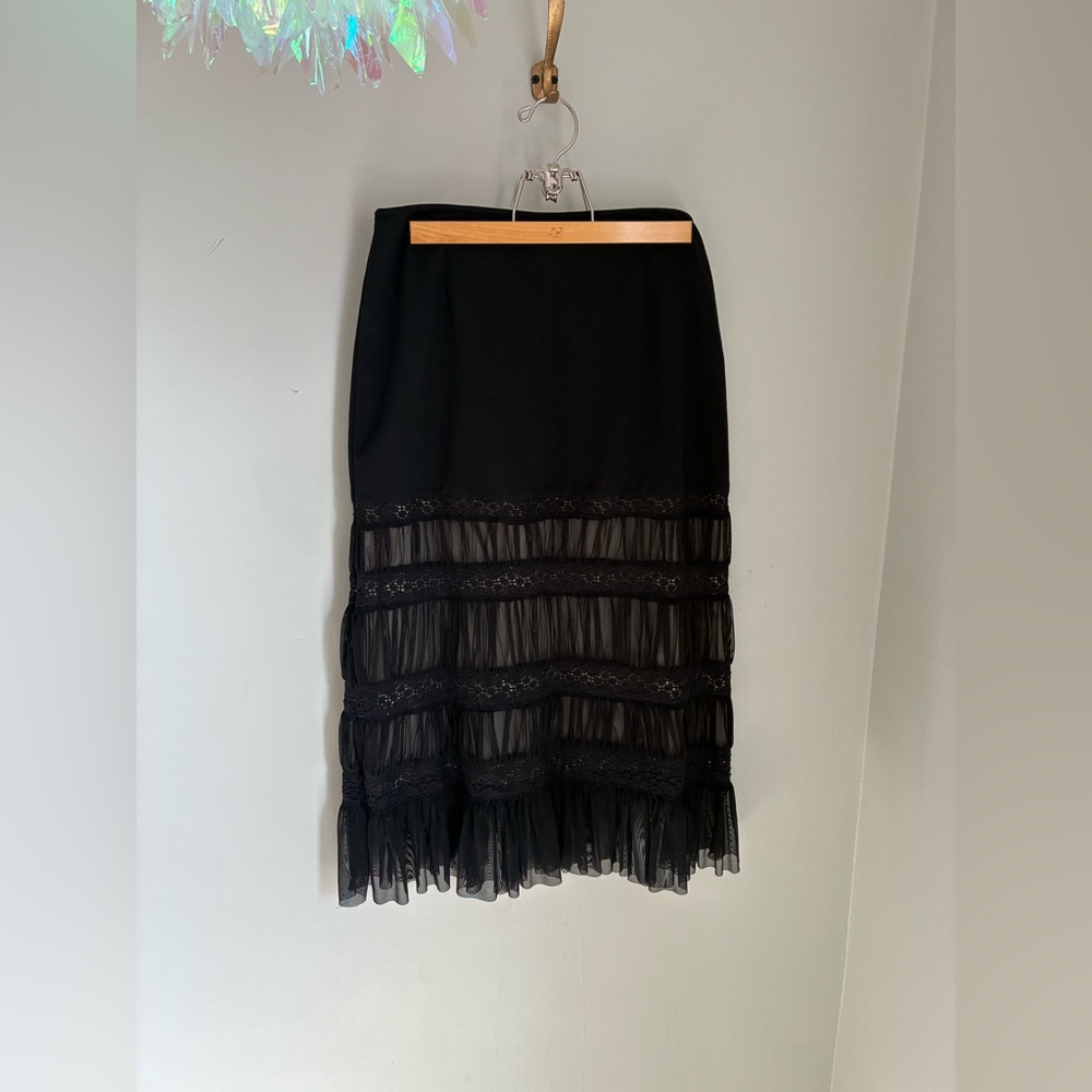 Y2K Black Whimsigoth Dark‎ Romantic Tiered Skirt Size 8